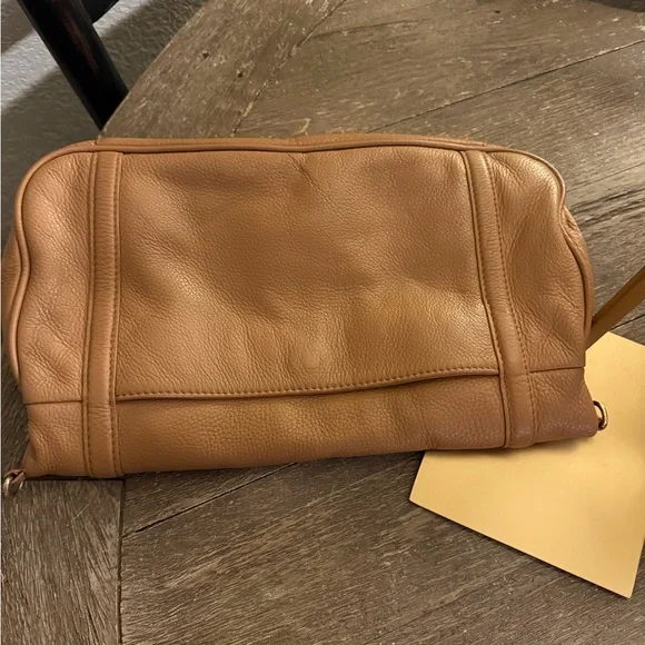 Tory Burch Brown Leather Reva Clutch Crossbody Bag w/ Strap